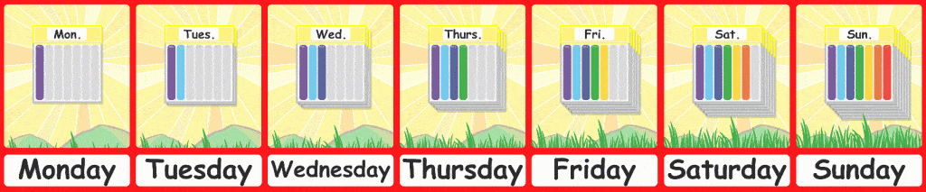 Days of the Week Flashcards English/Portuguese - Days of the Week