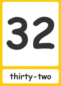 Sample Thirty Two Numeric Number Words Flashcards