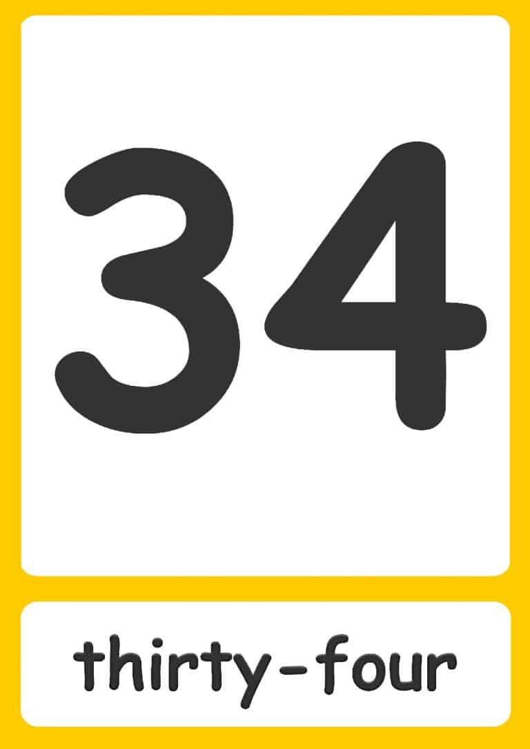 34 Examples Number Words Flashcards