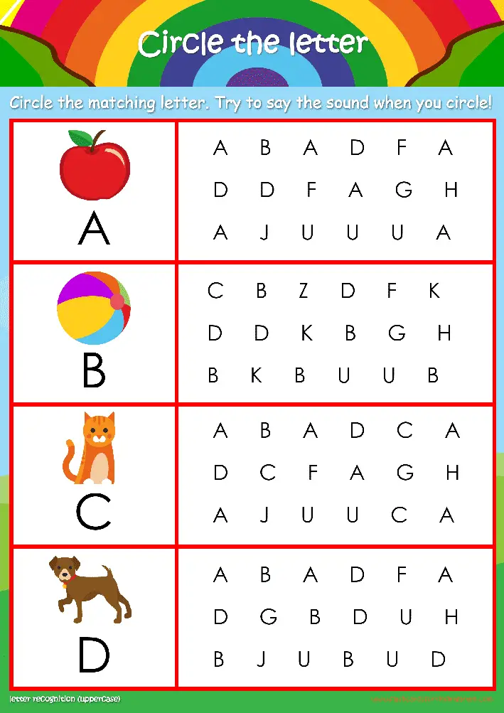 Free Printable Preschool Letter Recognition Worksheets