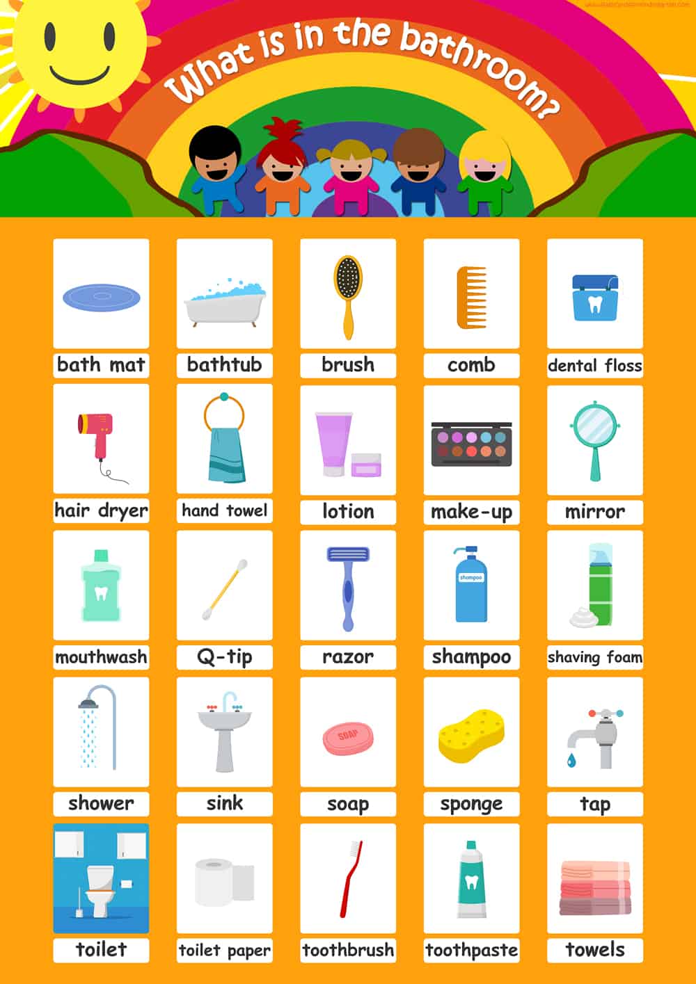 FREE bathroom vocabulary Flashcards!